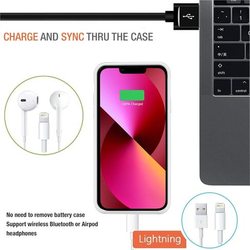 حافظة بطارية لهاتف iPhone 13 Mini/12 Mini، حافظة شحن واقية نحيفة قابلة لإعادة الشحن بقدرة 7000 مللي أمبير في الساعة متوافقة مع iPhone 13 Mini/12 Mini (5.4 بوصة) حافظة شاحن بطارية ممتدة - أزرق in Kuwait
