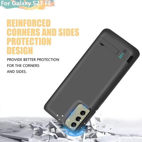 Battery Case for Samsung Galaxy S21 FE 5G, 5000mAh Rechargeable Extended Battery Charging Charger Case, Add 100% Extra Juice (6.4 Inches) Black in Kuwait