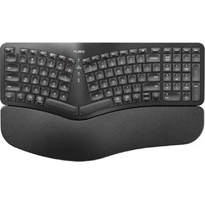 Nulea Wireless Ergonomic Keyboard, Split Keyboard with Cushioned Wrist Rest, Bluetooth and USB Connectivity, USB-C Rechargeable, Compatible with Windows Mac (Grey Pink) in Saudi Arabia