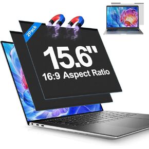 2Pack Magnetic Laptop Privacy Screen Filter 15.6 inch for 16:9 Widescreen Computer Monitor, Removable Anti Blue Light Privacy Shield, Anti-Glare Protector in Saudi Arabia
