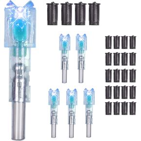 6 Pack LED Lighted Nocks for Crossbow Bolts with 24 Bushings - .285"/.297"/.300"/.305" High-Visibility Lighted Nocks with On/Off Switch, Fits Multiple Bolt Sizes for Target Shooting in Saudi Arabia