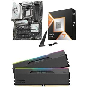 Micro Center 3-in-1 Combo: AMD Ryzen 7 9800X3D CPU Processor with MSI B850 Gaming Plus WiFi Motherboard and KLEVV CRAS V RGB DDR5 32GB (2x16GB) 6000MHz Ram Memory Black in Kuwait