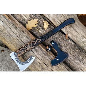 SHINY CRAFTS® Handcrafted Viking Axe – Nordic Engraved Blade with Wooden Handle Unique Gift for Men, Collectors, and Fantasy Enthusiasts (SCA-01) in Saudi Arabia