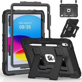 Case for iPad A16 11th Generation 11 Inch (2025)/10th Generation 10.9 Inch (2022), Dinines Rugged Heavy Duty Shockproof Protective iPad a16 Case with Kickstand, Shoulder Strap Pencil Holder, Navy Blue in Kuwait