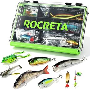 Fishing Lures Kit with Tackle Box, Trout, Bass Fishing Kit in Kuwait