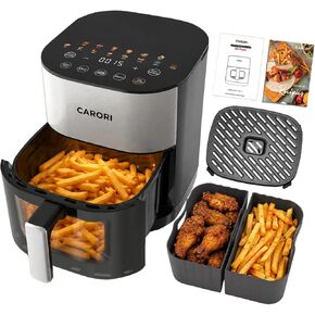 CARORI Air Fryer 6 Qt Dual Heating with Viewing Window, 14 Presets Plus DIY Mode, Includes 2 Reusable Silicone Liners, Dishwasher-Safe Basket and Crisper Tray, Easy Clean Family Size in Saudi Arabia