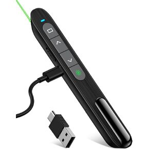 Wireless Presenter, Hyperlink Volume Control Presentation Clicker RF 2.4GHz USB PowerPoint Clicker Presentation Remote Control Pointer Slide Advancer (Black) in Kuwait
