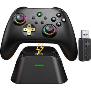 Wireless PC Controller with Charging Dock, Hall Effect Joysticks No Drift, 1000Hz Polling Rate Gamepad for Windows PC/Switch/Android/iOS, Programmable Back Buttons, RGB Light in Saudi Arabia