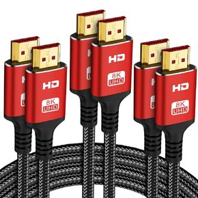 10K 8K 4K HDMI Cable 6FT 3-Pack, Ultra High Speed HDMI Braided Cord, Supports 4K/120Hz, 8K/60Hz, 48Gbps DTS:X, HDCP 2.2 & 2.3, HDR 10, HDMI 2.1 Cable in Saudi Arabia