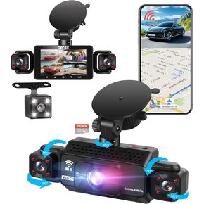 4 Channel Dash Cam 360° View 5G WiFi & APP Control, GEMEK 2K Front and Rear Inside, Left Right Dash Camera for Cars Free 64GB TF Card, G-Sensor, Night Vision, 24H Parking Mode in Saudi Arabia