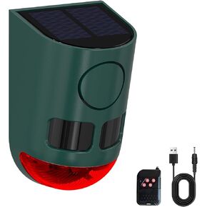 Solar Motion Sensor Alarm Light Outdoor, 130dB Solar Strobe Warning Light with Flashing LED & Siren, Waterproof Scare Off 'Intruders' for Farm, Chicken Coop, Garden, Barn & Yard (1Pack-Green) in Saudi Arabia