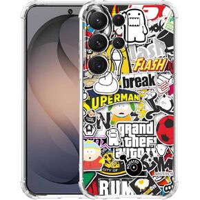 Case for Samsung Galaxy S26 Ultra with Pop Culture Design,Aesthetic Cartoon Sticker Bomb Pop-Art Collage,Clear Slim Soft TPU Bumper Phone Cover,6.9"(Pop,Sx26u) in Saudi Arabia