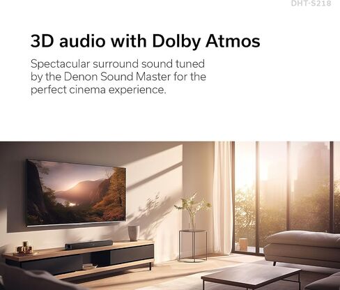 Denon DHT-S218 Sound Bar for Smart TV, Black, 2.1-Ch, 2 Built-in Subwoofers in Saudi Arabia