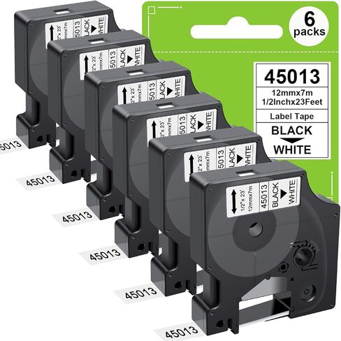 Compatible with Dymo D1 Label Tape 45013 S0720530 A45013, Black on White in Saudi Arabia