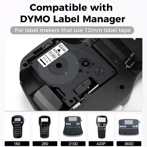 Compatible with Dymo D1 Label Tape 45013 S0720530 A45013, Black on White in Saudi Arabia