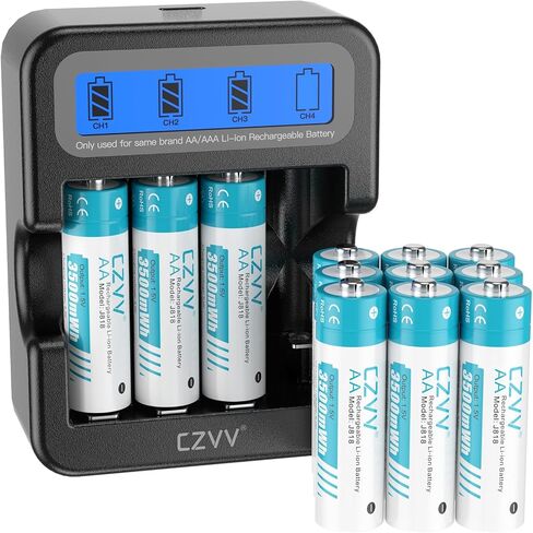 AA Rechargeable 1.5V Batteries with Black LCD Fast-Charger (Pack of 12) in Saudi Arabia