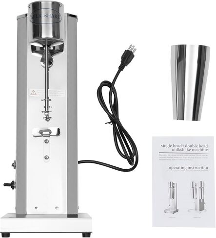 Milk Shake Machine, 650ml 180W 110V 2 Gears Commercial Electric Mixer Machine Smoothie Coffee Stainless Steel Single-head Silver for Milk Tea Stores, Cafes, Restaurants, Household in Saudi Arabia