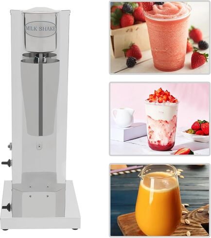 Milk Shake Machine, 650ml 180W 110V 2 Gears Commercial Electric Mixer Machine Smoothie Coffee Stainless Steel Single-head Silver for Milk Tea Stores, Cafes, Restaurants, Household in Saudi Arabia