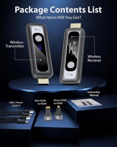 Wireless HDMI Transmitter and Receiver 2.4G/5G Plug&Play in Kuwait