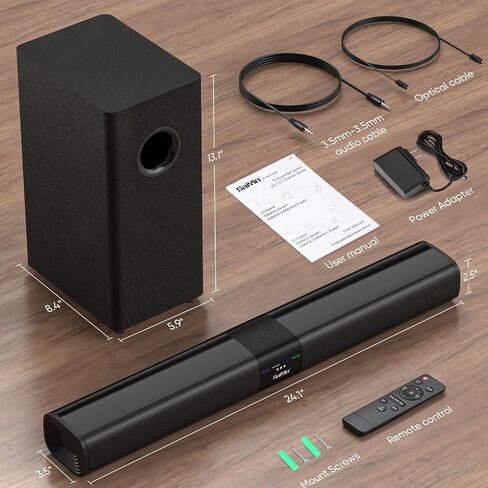 Saiyin Detachable Sound Bar with 6.5" Subwoofer, 10-Level Adjustable Bass in Saudi Arabia