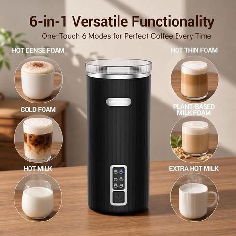 HOTSPIRE Milk Frother and Steamer, 6-in-1 Electric Milk Frother, Automatic Hot & Cold Foam Maker, Stainless Steel Nonstick Interior, 8.5oz, for Latte, Cappuccino in Saudi Arabia