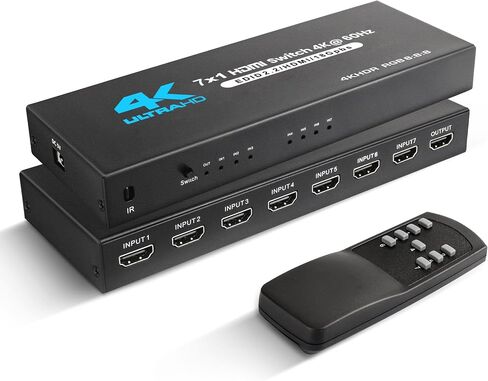 محول HDMI من NEWCARE 4 في 1 خارج 4K@60 هرتز، محول مقسم HDMI 4x1 مع جهاز تحكم عن بعد بالأشعة تحت الحمراء، صندوق اختيار HDMI 4 منافذ يدعم HDMI2.0، Dolby Vision/Atmos، HDR10 للتبديل، Xbox، PS5/4، Roku، Fire Stick in Kuwait