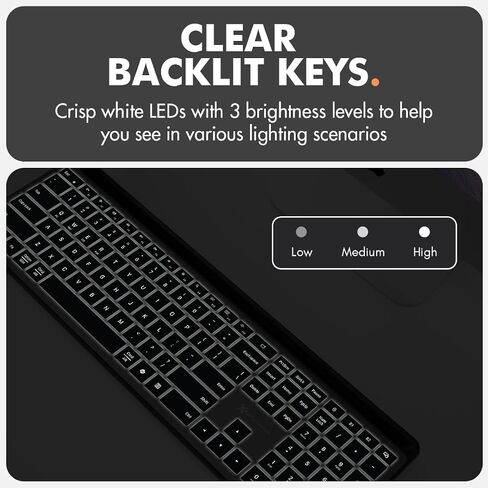 X9 Wireless Keyboard with Phone Holder - Full Size Bluetooth Keyboard with Number Pad, Backlit Wireless Keyboard, Multi-Device for iPad, Tablet, PC, Mac, iPhone, Android - Gray in Saudi Arabia