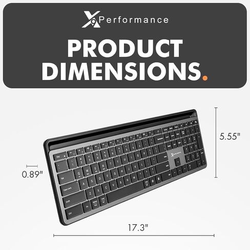 X9 Wireless Keyboard with Phone Holder - Full Size Bluetooth Keyboard with Number Pad, Backlit Wireless Keyboard, Multi-Device for iPad, Tablet, PC, Mac, iPhone, Android - Gray in Saudi Arabia