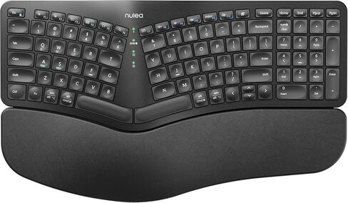 Nulea Wireless Ergonomic Keyboard, Split Keyboard with Cushioned Wrist Rest, Bluetooth and USB Connectivity, USB-C Rechargeable, Compatible with Windows Mac (Grey Pink) in Saudi Arabia
