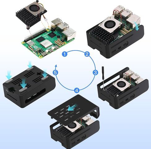 TRASKIT Basic kit for Raspberry Pi 5 2GB RAM,27W PD Power Supply,PI5 Case, Active Cooler and Pi 5 2GB Single Board Included in Saudi Arabia
