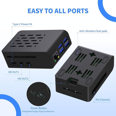 TRASKIT Basic kit for Raspberry Pi 5 2GB RAM,27W PD Power Supply,PI5 Case, Active Cooler and Pi 5 2GB Single Board Included in Saudi Arabia