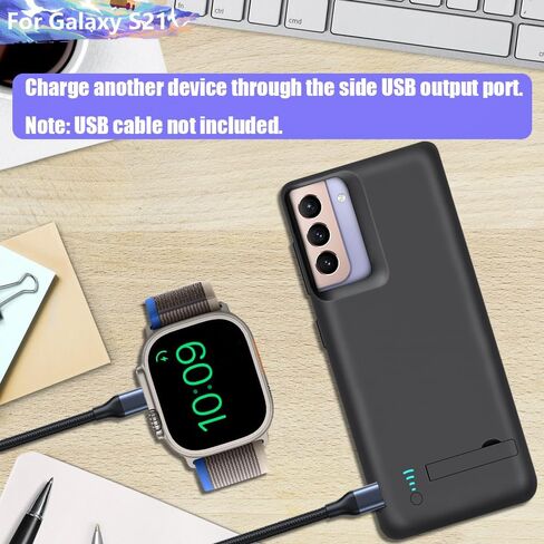 Sitong Upgraded Battery Case for Samsung Galaxy S21 5G, 4800mAh Rechargeable Extended Battery Charging Charger Case, Add 100% Extra Juice (6.2 Inches) Black in Kuwait