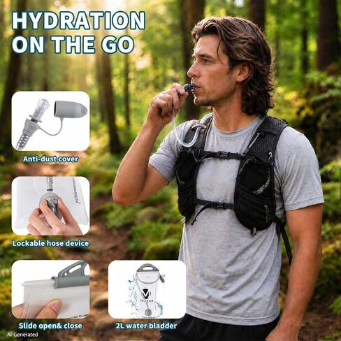Hydration Backpack Running Vest with 2L Water Bladder for Women Men in Saudi Arabia