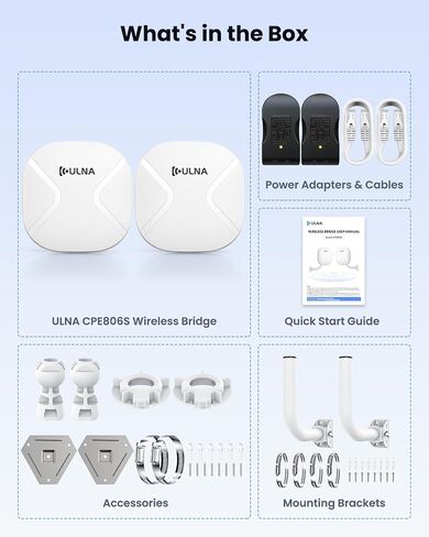 ULNA WiFi 6 Wireless Bridge Point to Point Outdoor with 2 Brackets in Saudi Arabia