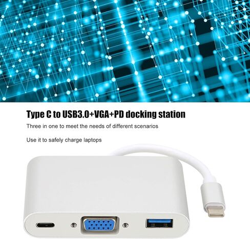 Type C to VGA 3 in 1 Adapter Aluminum Alloy for Charging and in Saudi Arabia