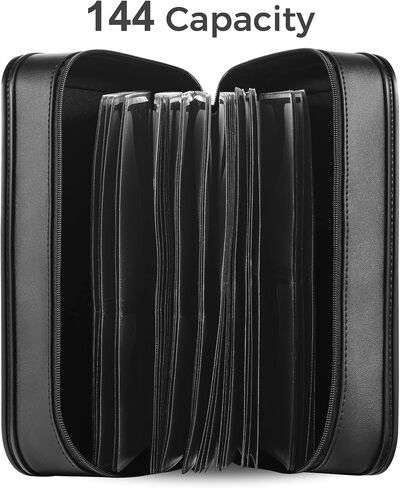 CD Case DVD Holder Storage: 144 Capacity DVD Cases Organizer Portable Wallet Storage - CD Plastic Protective Carrying Binder for Home Travel (Black) in Kuwait