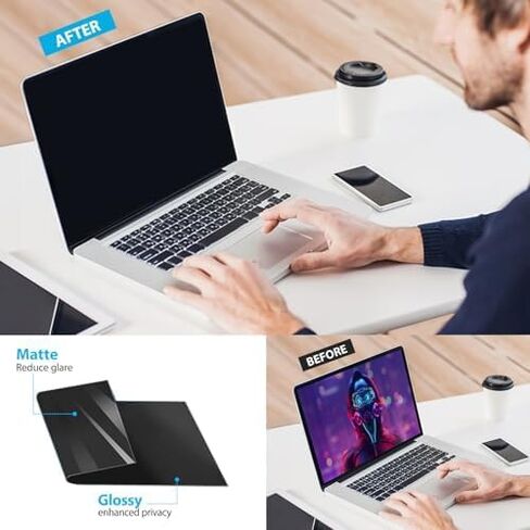 2Pack Magnetic Laptop Privacy Screen Filter 15.6 inch for 16:9 Widescreen Computer Monitor, Removable Anti Blue Light Privacy Shield, Anti-Glare Protector in Saudi Arabia