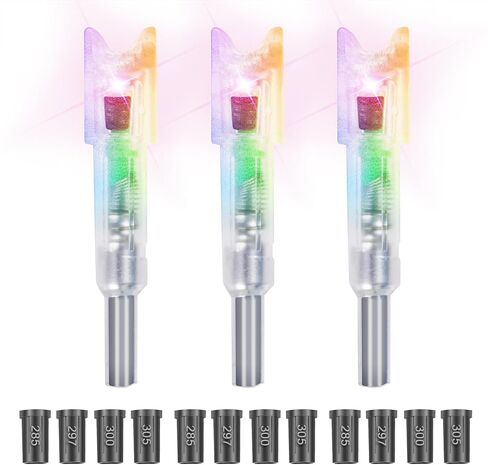 3PCS LED Lighted Nocks for Crossbow Bolts with ON/Off Switch and 12 Bushings (.285"/.297"/.300"/.305") – Universal Half-Moon Design in Saudi Arabia