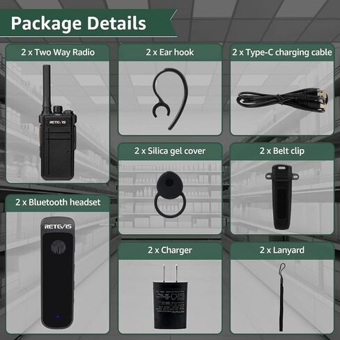 Retevis RB37 Bluetooth Two-Way Business Radios with Wireless Earpiece 2Pack in Saudi Arabia