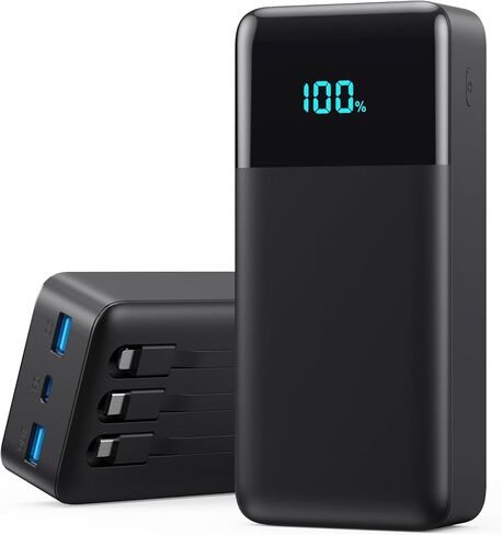 Portable Charger Power Bank 40800mAh with 3 Built-in Cables,25W Fast Phone Charging Portable Battery Pack,5 Outputs Travel Essentials Outdoor External Battery for iPhone 17/16,Galaxy Android etc-Black in Kuwait