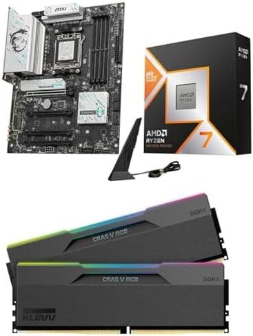 Micro Center 3-in-1 Combo: AMD Ryzen 7 9800X3D CPU Processor with MSI B850 Gaming Plus WiFi Motherboard and KLEVV CRAS V RGB DDR5 32GB (2x16GB) 6000MHz Ram Memory Black in Kuwait