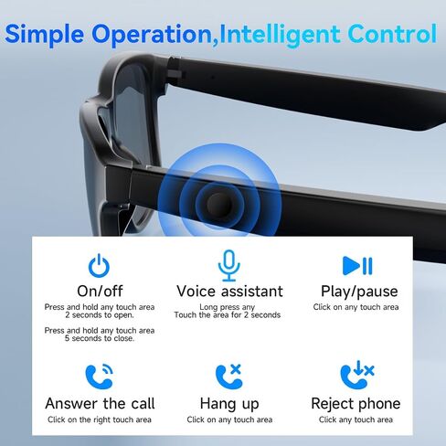 Smart Glasses for Women Men,Bluetooth Glasses with Photochromic Lenses,Built-in Mic & Speakers,Anti-Blue Light Lens with Hands-Free Listening Voice Control,Perfect for Indoor Outdoor in Saudi Arabia