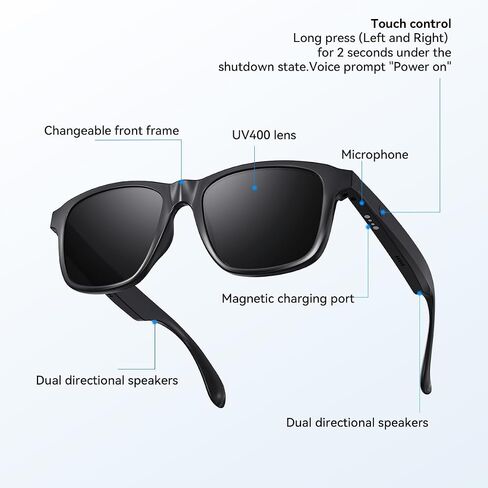 Smart Glasses for Women Men,Bluetooth Glasses with Photochromic Lenses,Built-in Mic & Speakers,Anti-Blue Light Lens with Hands-Free Listening Voice Control,Perfect for Indoor Outdoor in Saudi Arabia
