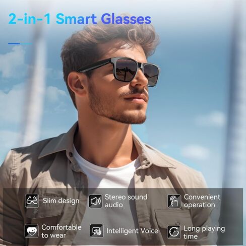 Smart Glasses for Women Men,Bluetooth Glasses with Photochromic Lenses,Built-in Mic & Speakers,Anti-Blue Light Lens with Hands-Free Listening Voice Control,Perfect for Indoor Outdoor in Saudi Arabia