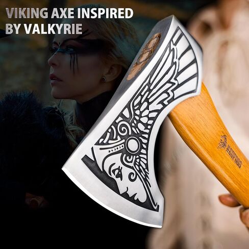 NedFoss 13" Valkyrie Viking Axe, Handmade Viking Hatchet w/Leather Sheath in Saudi Arabia