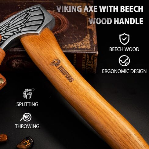 NedFoss 13" Valkyrie Viking Axe, Handmade Viking Hatchet w/Leather Sheath in Saudi Arabia