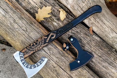 SHINY CRAFTS® Handcrafted Viking Axe – Nordic Engraved Blade with Wooden Handle Unique Gift for Men, Collectors, and Fantasy Enthusiasts (SCA-01) in Saudi Arabia
