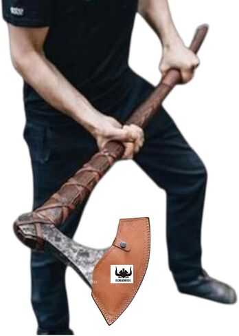 Forest Hunting |42"Two Handed Large Berserker Axe, Large Norse Axes,Scandinavian Style Viking Axe Double Headed ax, Real Battle ax, Wood Handle self Defense Weapons War Hatchet (Large Norse Axe) in Saudi Arabia