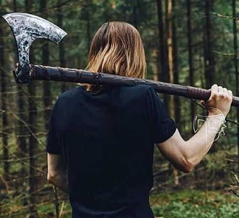 Forest Hunting |42"Two Handed Large Berserker Axe, Large Norse Axes,Scandinavian Style Viking Axe Double Headed ax, Real Battle ax, Wood Handle self Defense Weapons War Hatchet (Large Norse Axe) in Saudi Arabia