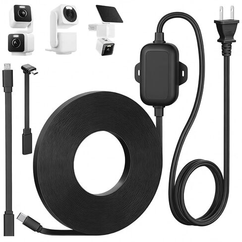 25FT Outdoor Power Adapter for WYZE Cam Pan V4/Duo Cam Pan/Solar Cam Pan, L-Shape Micro USB Extension Cable for WYZE Cam Pan V3, IP67 Waterproof Flat Charging Cable Replace for WYZE Plug in Kuwait